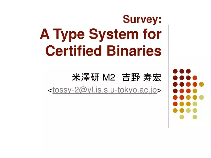 survey a type system for certified binaries