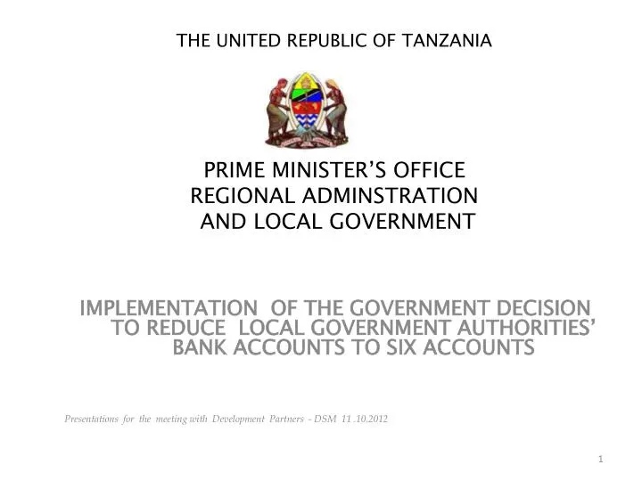 the united republic of tanzania prime minister s office regional adminstration and local government
