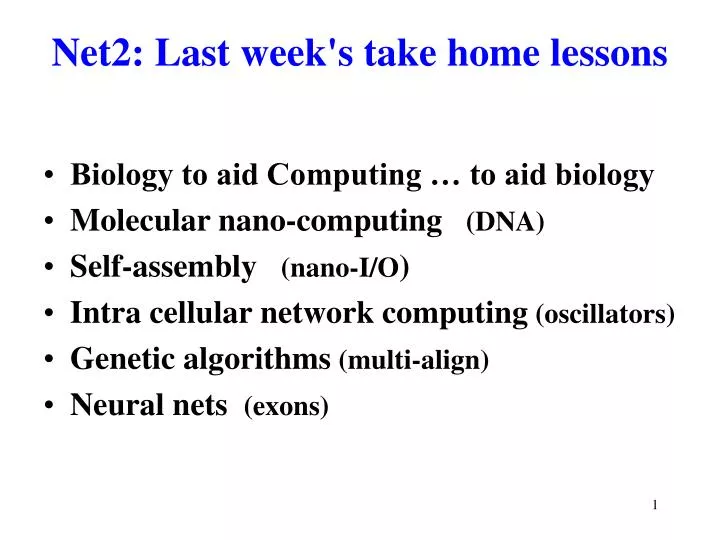 net2 last week s take home lessons