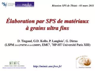 Élaboration par SPS de matériaux à grains ultra fins
