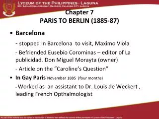 Chapter 7 PARIS TO BERLIN (1885-87)
