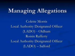 Managing Allegations