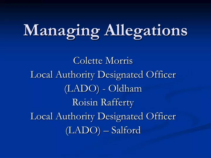 managing allegations