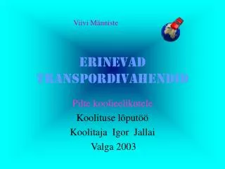 erinevad transpordivahendid