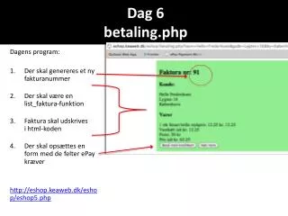 dag 6 betaling php