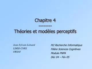 chapitre 4 th ories et mod les perceptifs