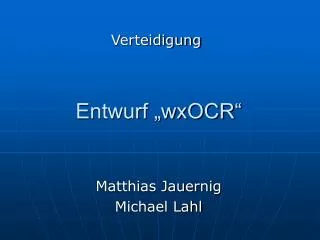entwurf wxocr