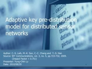 Adaptive key pre-distribution model for distributed sensor networks