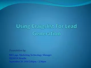 Using Craigslist For Lead Generation