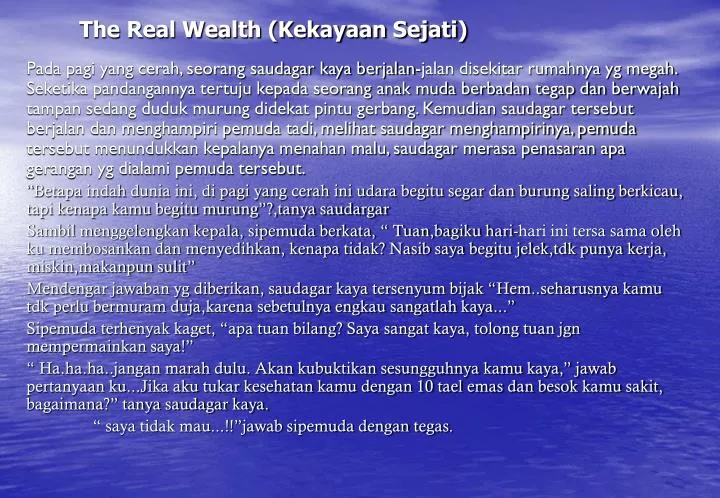 the real wealth kekayaan sejati