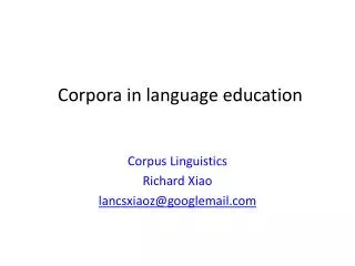 Corpora in language education