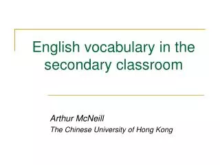 English vocabulary in the secondary classroom