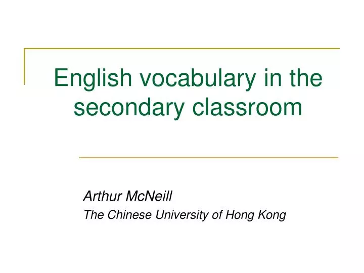 english vocabulary in the secondary classroom