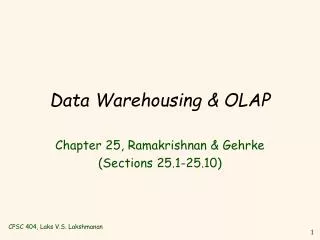 Data Warehousing &amp; OLAP