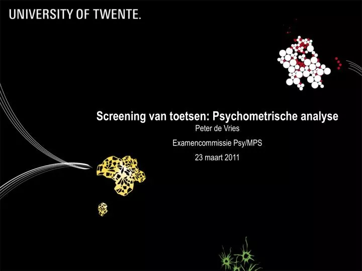 screening van toetsen psychometrische analyse