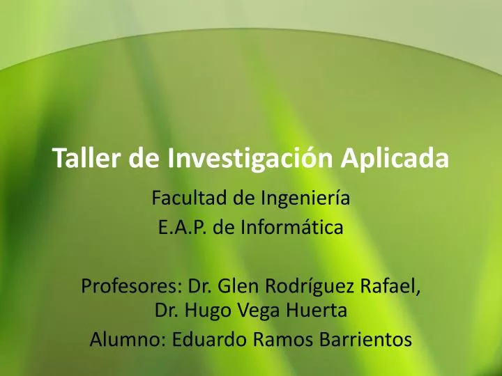 taller de investigaci n aplicada