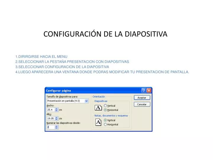 configuraci n de la diapositiva