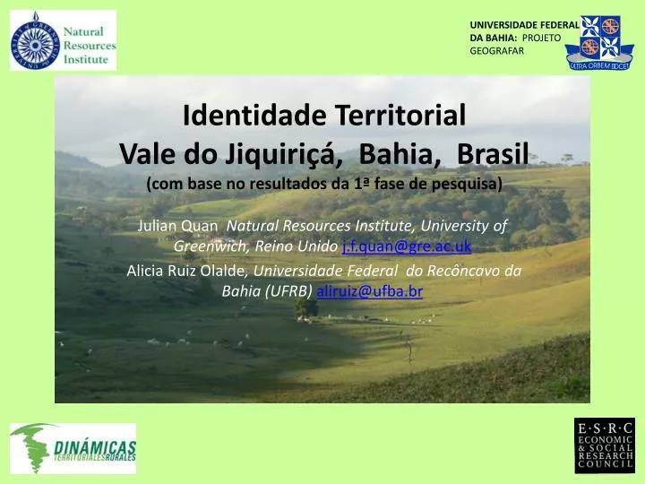 identidade territorial vale do jiquiri bahia brasil com base no resultados da 1 fase de pesquisa
