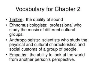 Vocabulary for Chapter 2