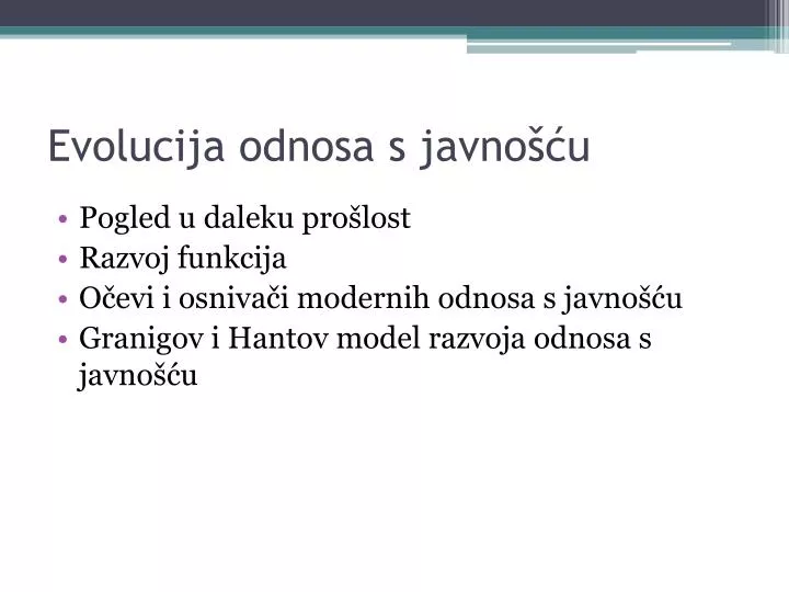 evolucija odnosa s javno u