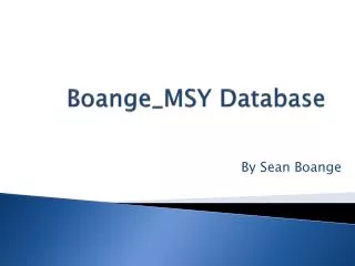 Boange_MSY Database
