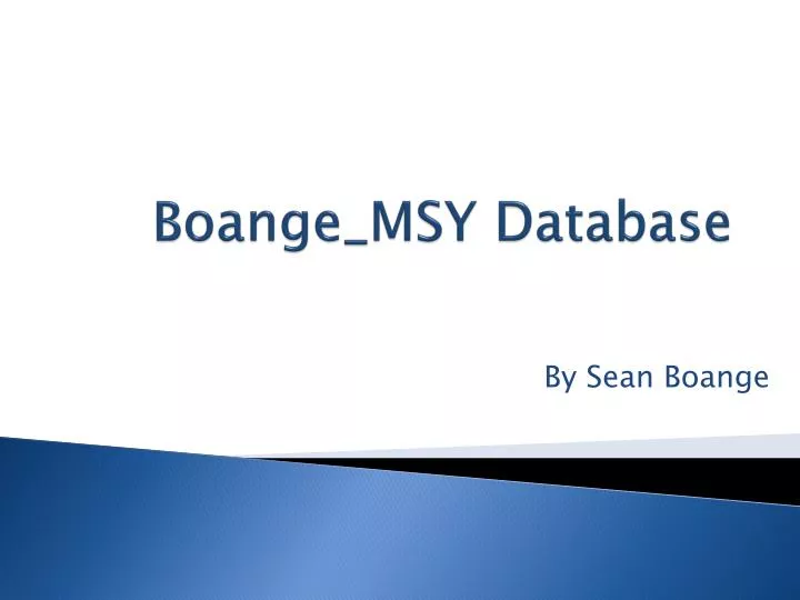 boange msy database