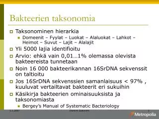 bakteerien taksonomia