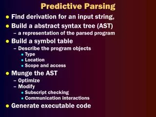 Predictive Parsing