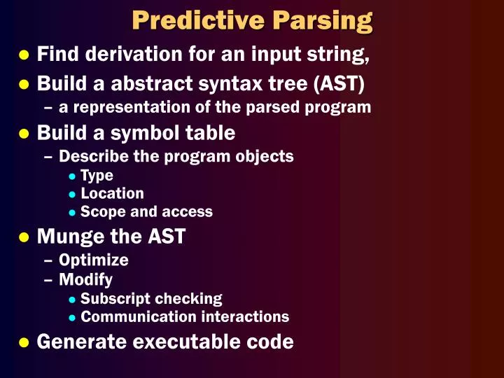predictive parsing