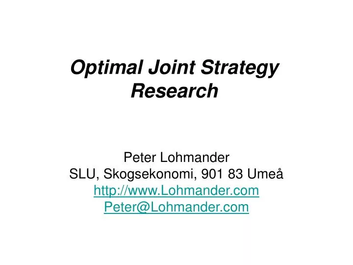 optimal joint strategy research