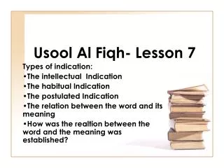 Usool Al Fiqh- Lesson 7