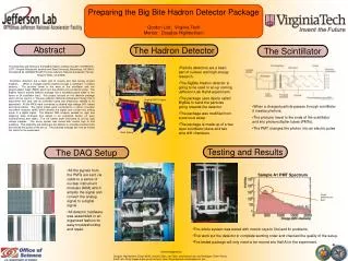 Preparing the Big Bite Hadron Detector Package Gordon Lott, Virginia Tech