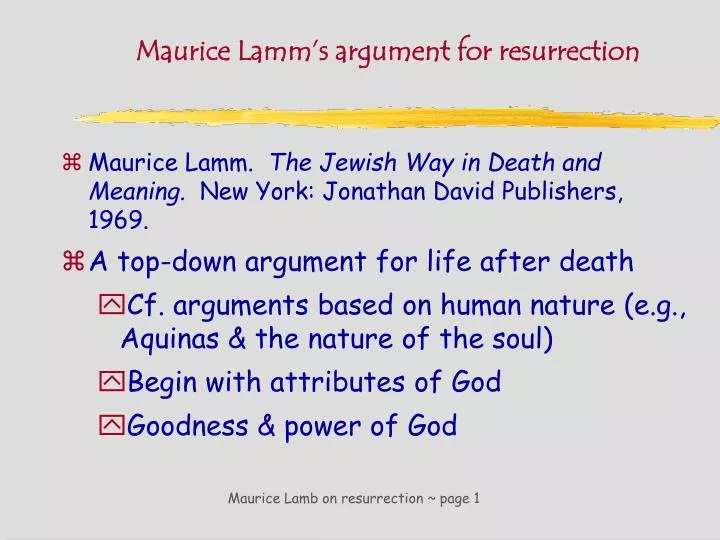 maurice lamm s argument for resurrection