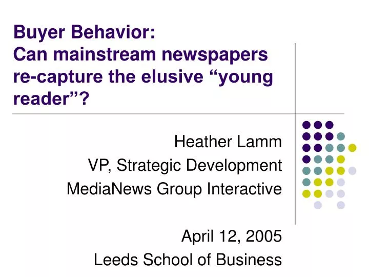 buyer behavior can mainstream newspapers re capture the elusive young reader