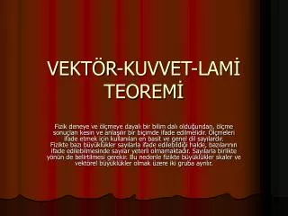 vekt r kuvvet lam teorem
