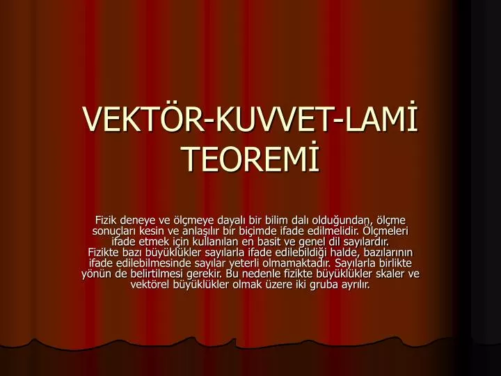 vekt r kuvvet lam teorem