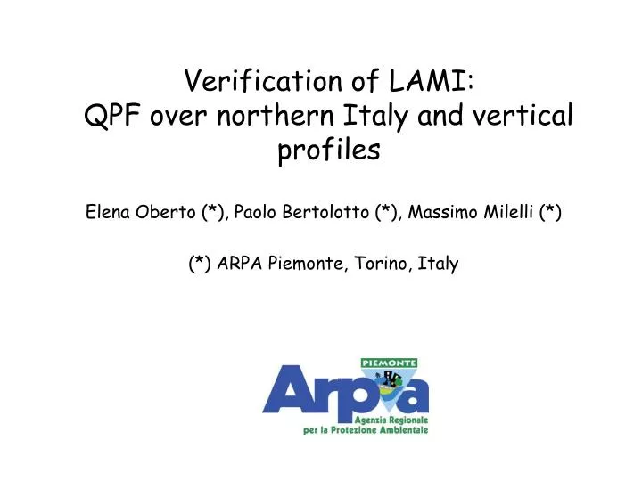 verification of lami qpf over northern italy and vertical profiles