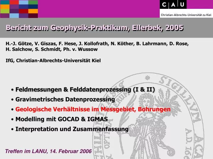 bericht zum geophysik praktikum ellerbek 2005
