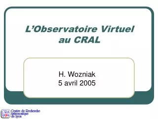 l observatoire virtuel au cral