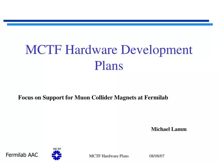 mctf hardware development plans