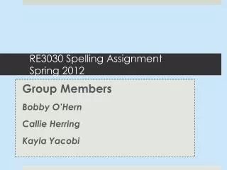 RE3030 Spelling Assignment Spring 2012
