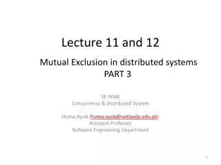 Lecture 11 and 12