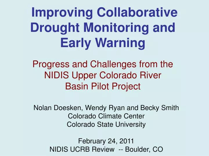 improving collaborative drought monitoring and early warning