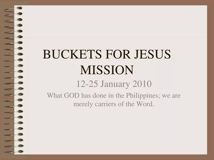 buckets for jesus mission