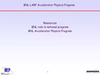 BNL LARP Accelerator Physics Program