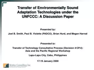 Transfer of Environmentally Sound Adaptation Technologies under the UNFCCC: A Discussion Paper