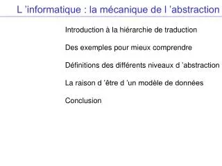 l informatique la m canique de l abstraction