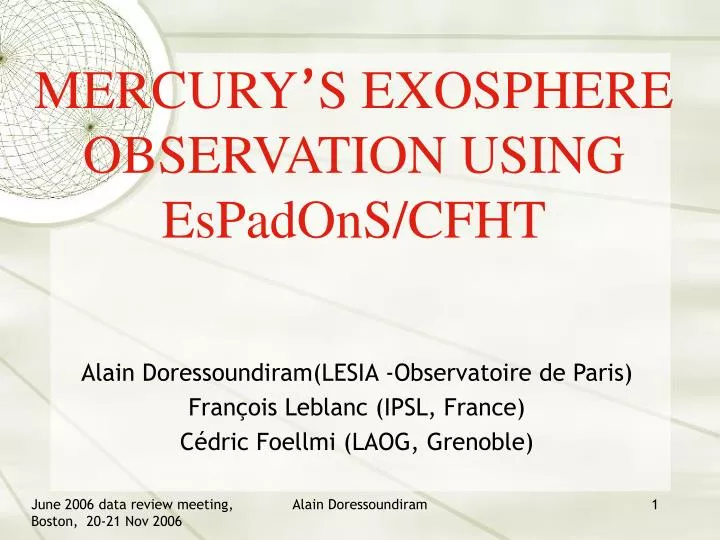 mercury s exosphere observation using espadons cfht