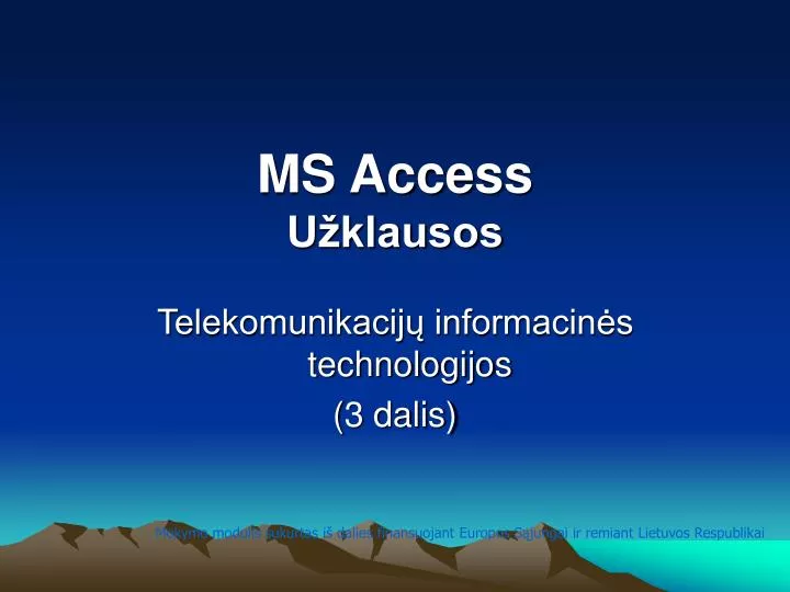 ms access u klausos