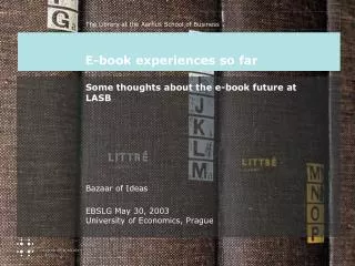 E-book experiences so far